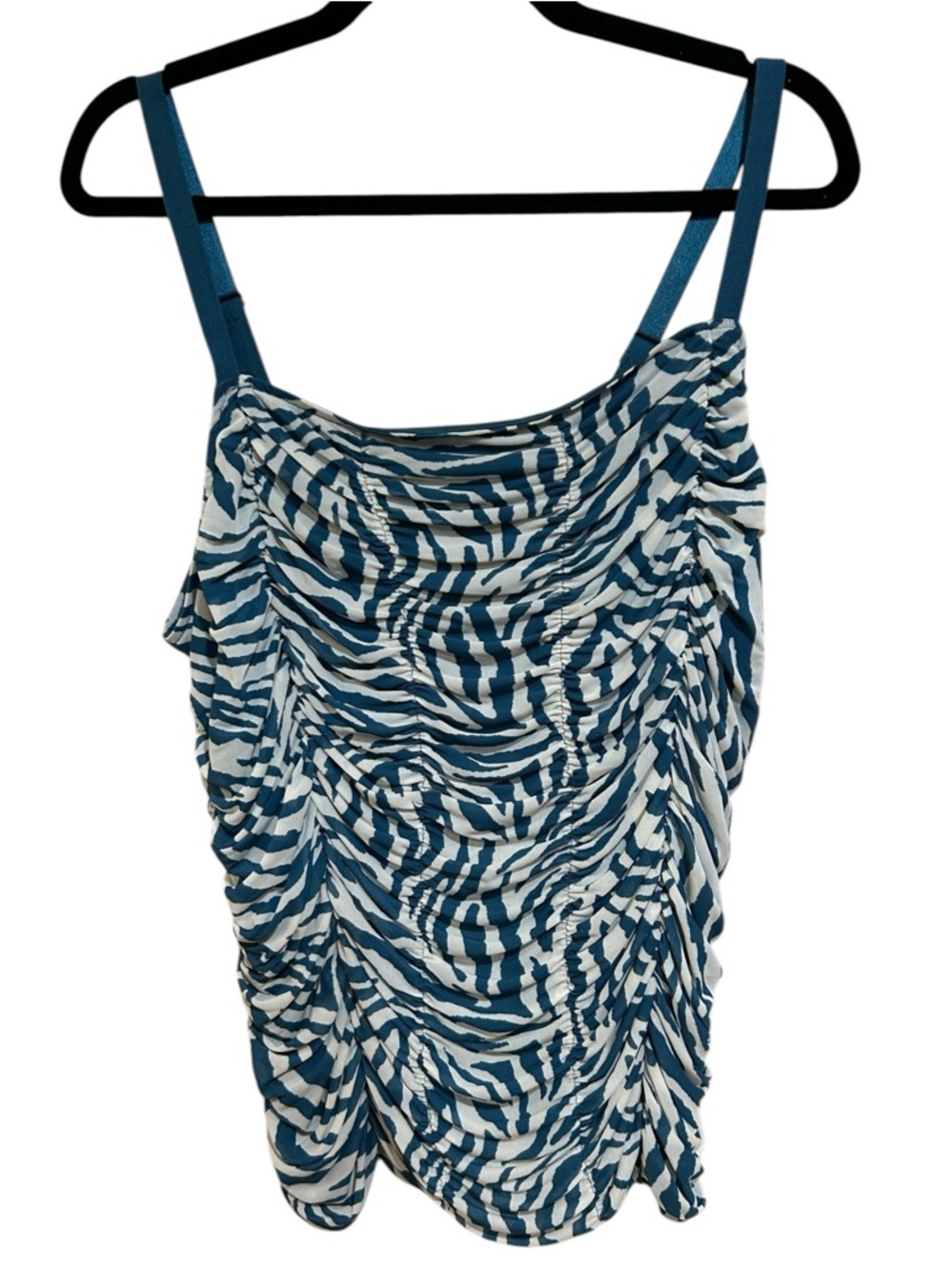Torrid 2X Blue Zebra Print Mesh Ruched Cropped Cami Tank Top Plus Size 2